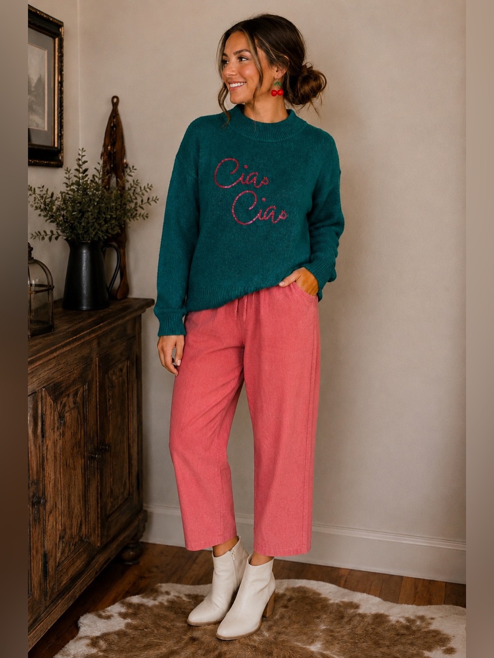 #4️⃣ M/L Cozy Color Pop 2-Piece Outfit Bundle | Sweater +  Cropped Pants